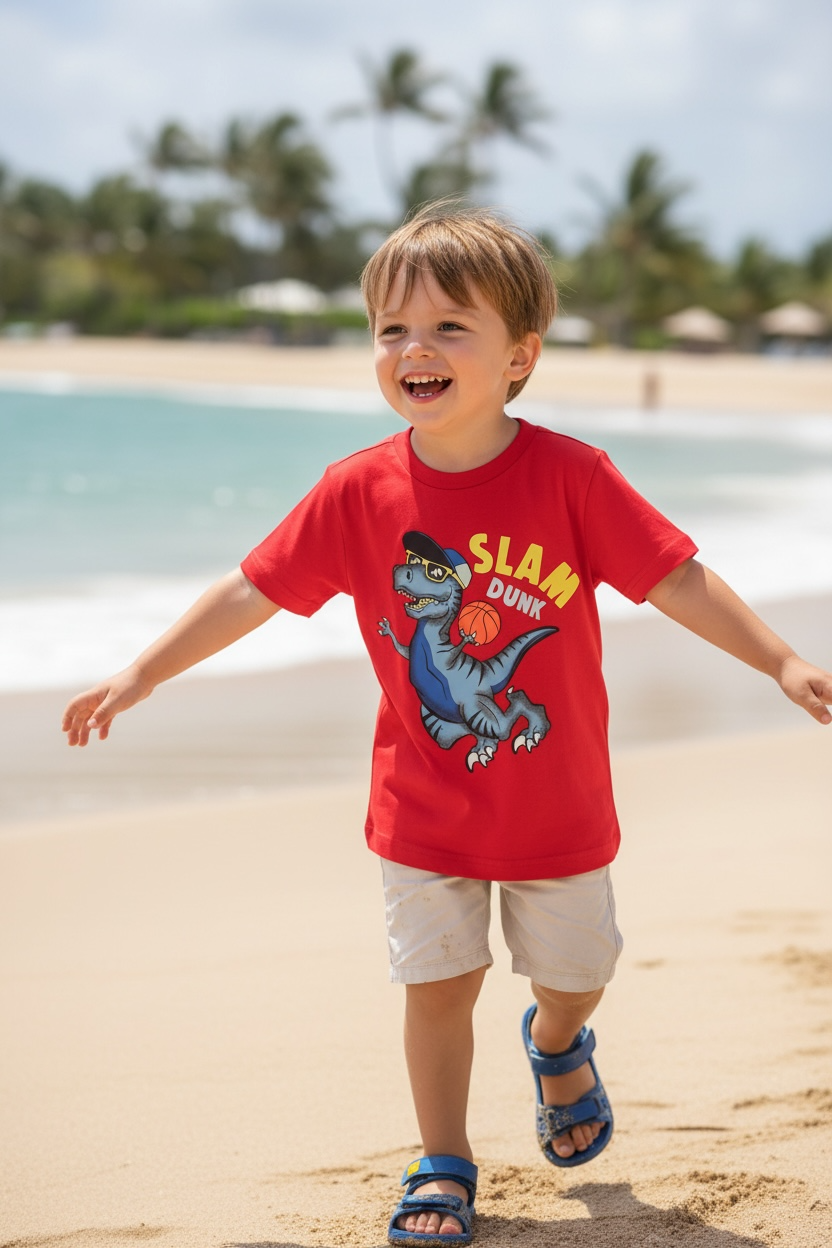 Chicco Kinder T-Shirt "Slam Dunk Dino" – 100% Baumwolle