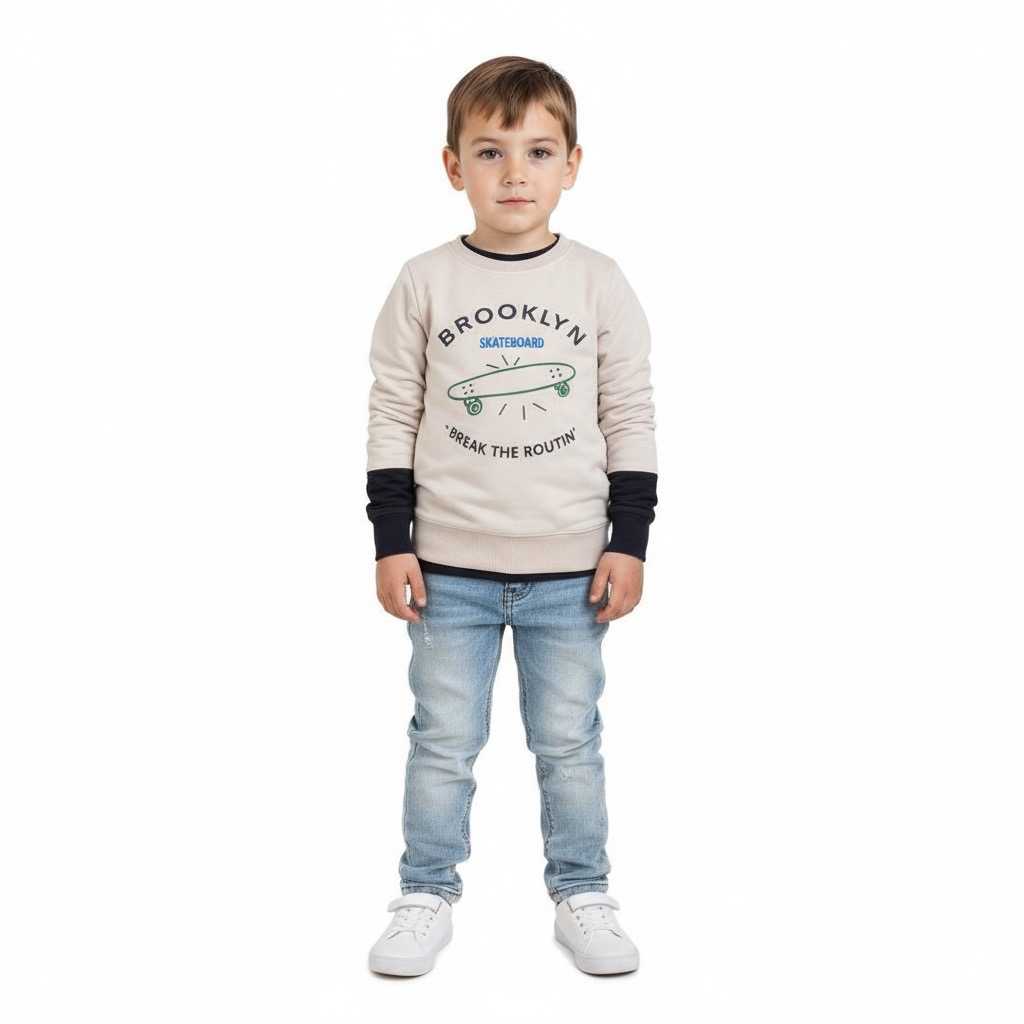 Kinder T-Shirt mit Brooklyn-Aufdruck - 100% Baumwolle - Größen 110-134