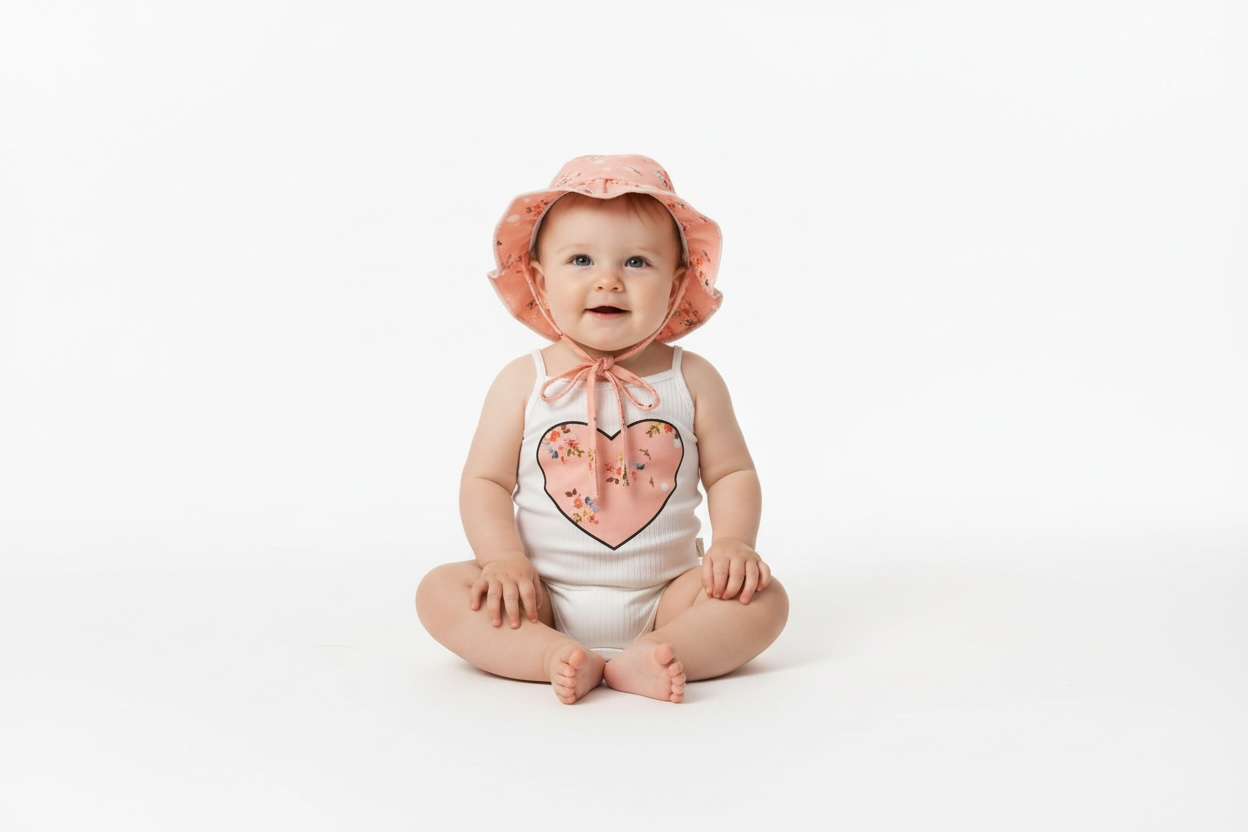 Sommerliches Dreiteiler-Set für Babys „Heart & Flowers“ – 100% Baumwolle (62–86)