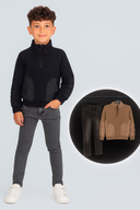 Children's set - zip-up sweater and black denim pants (Sizes 92-134)