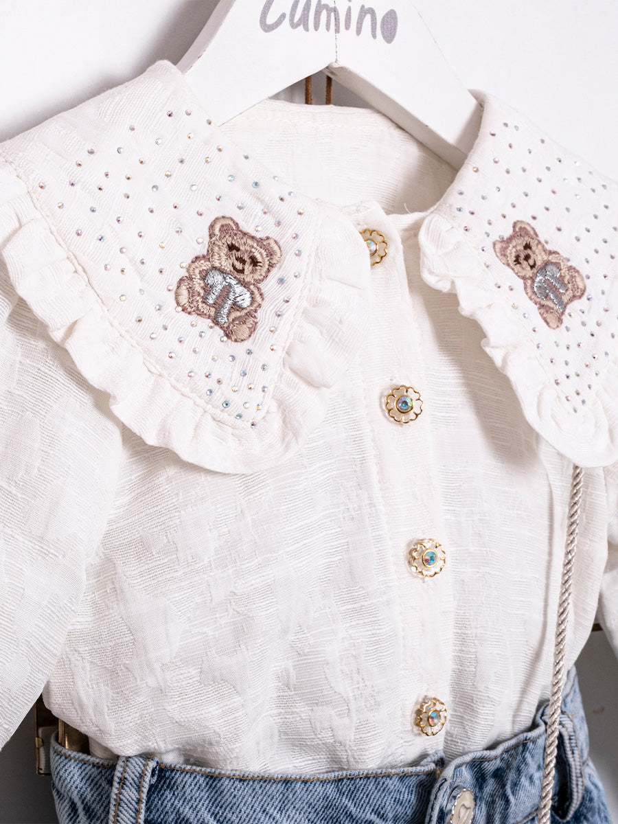 CUMINO zweiteiliges Set Bluse und Jeans mit Rüschen (2-5 JAHRE)