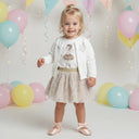 Kinderset mit Strickjacke, T-Shirt und Spitzenrock