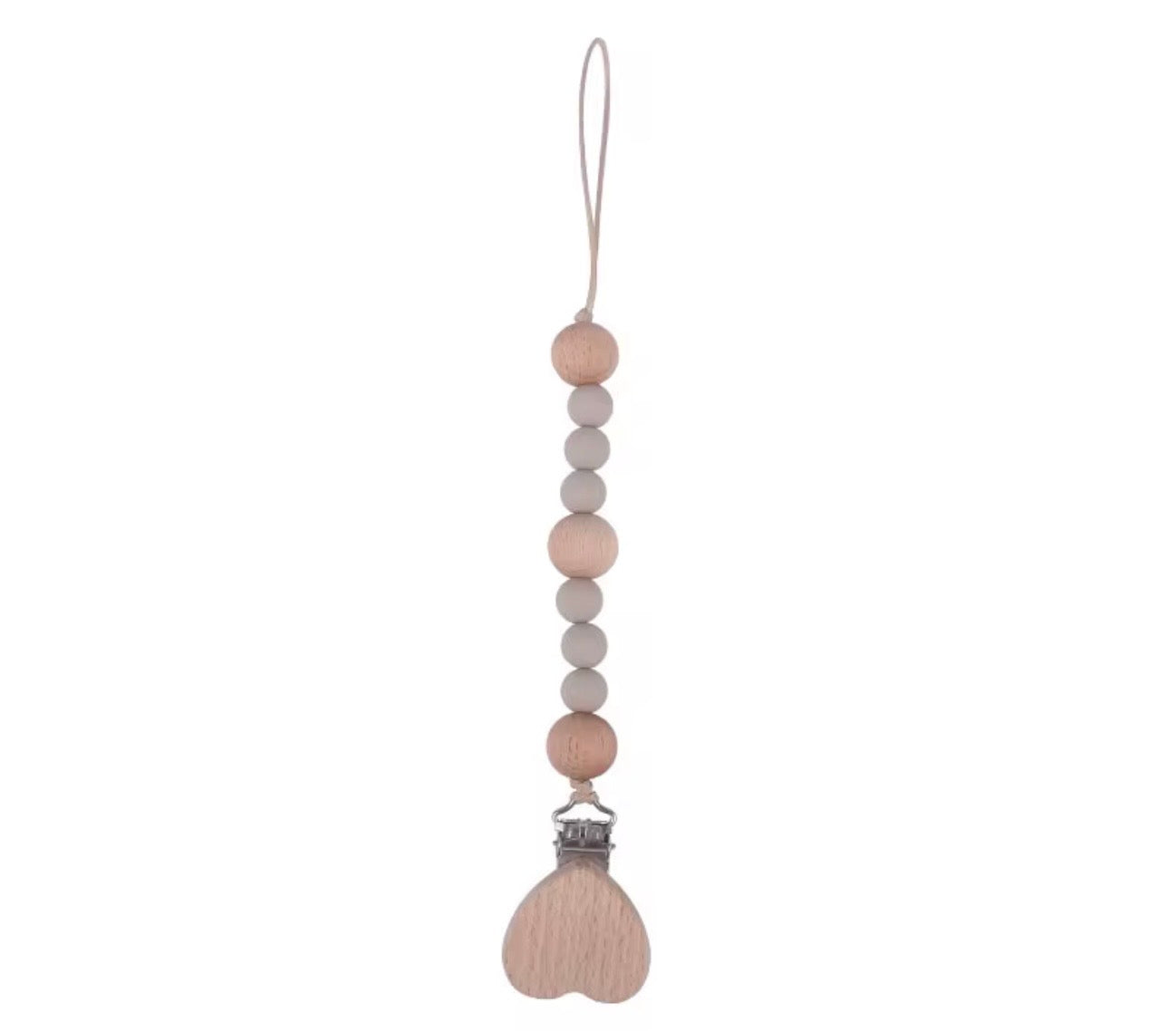Schnullerhalter mit Holz- und Silikonperlen