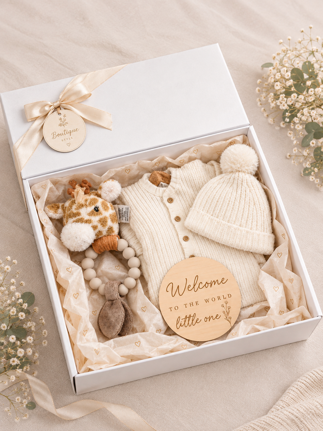 Premium poklon set za bebu – vuneni komplet