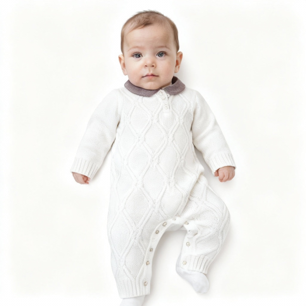 Knitted baby jumpsuit – Coffee and Cream