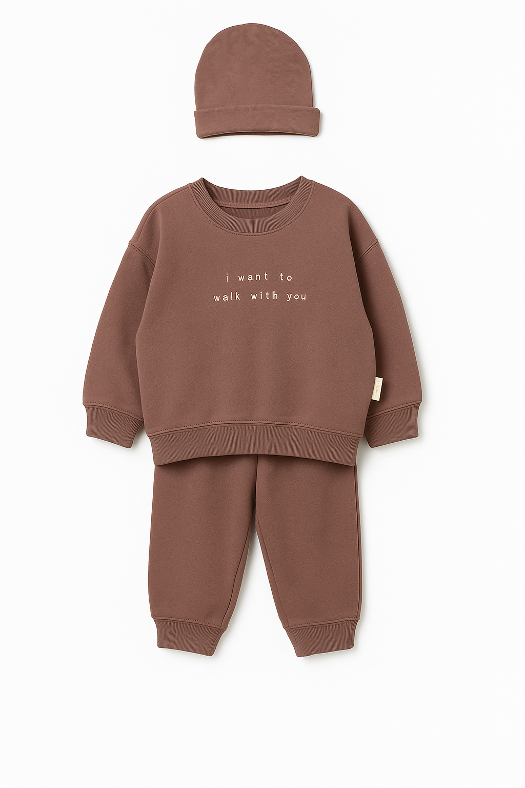 VAUVA Kinder-Trainingsanzug aus Bio-Baumwolle – Hose, T-Shirt und Mütze