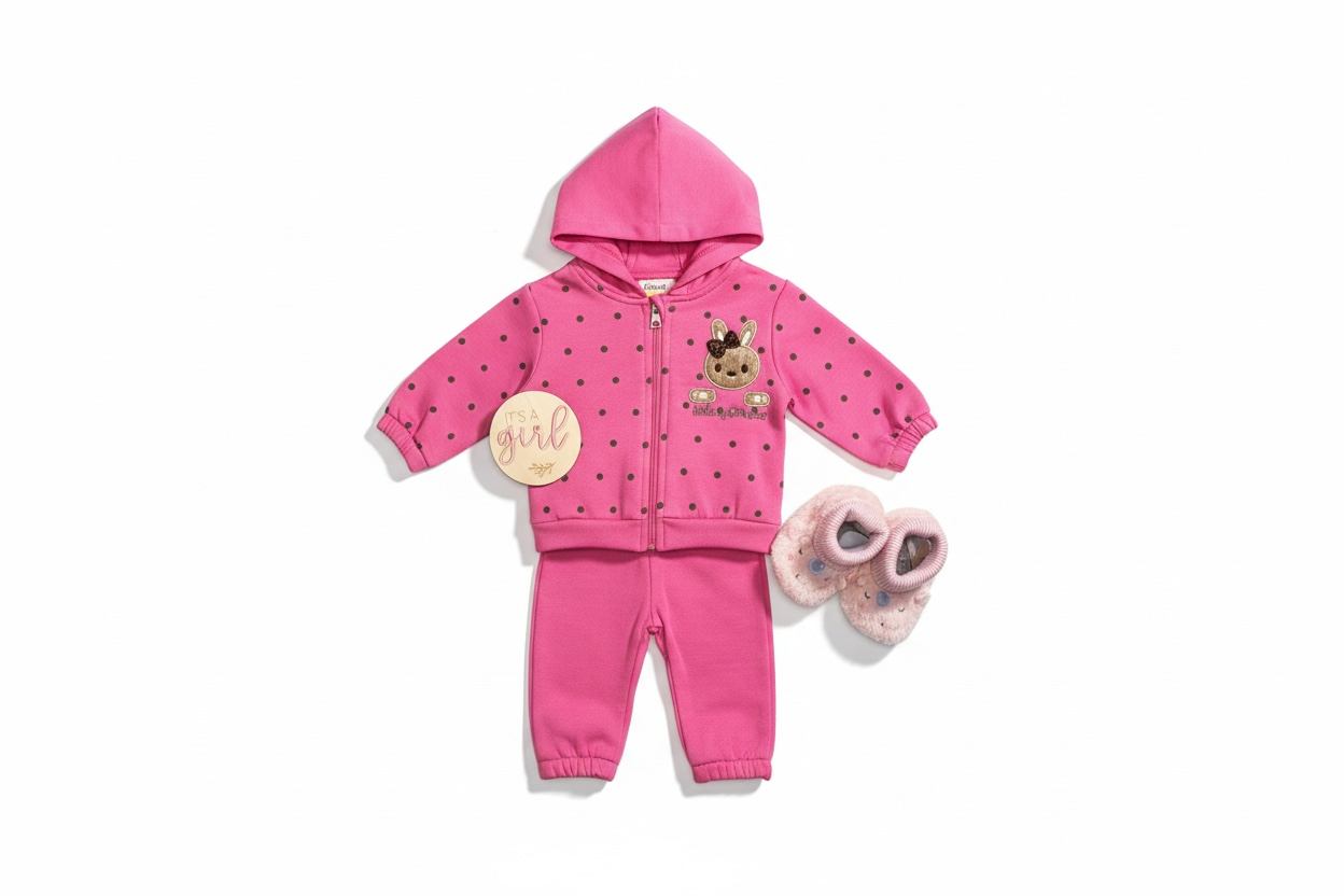 „Es ist ein Mädchen“-Geschenkset – Rosa Baby-Set