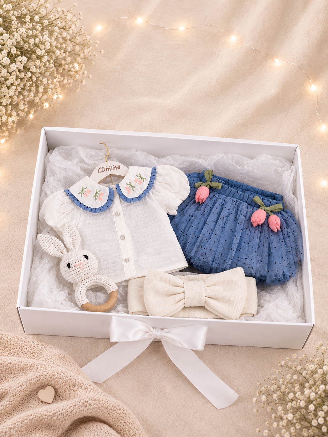 Poklon set za djevojčicu | Elegant Blue Tulip Baby Gift Box