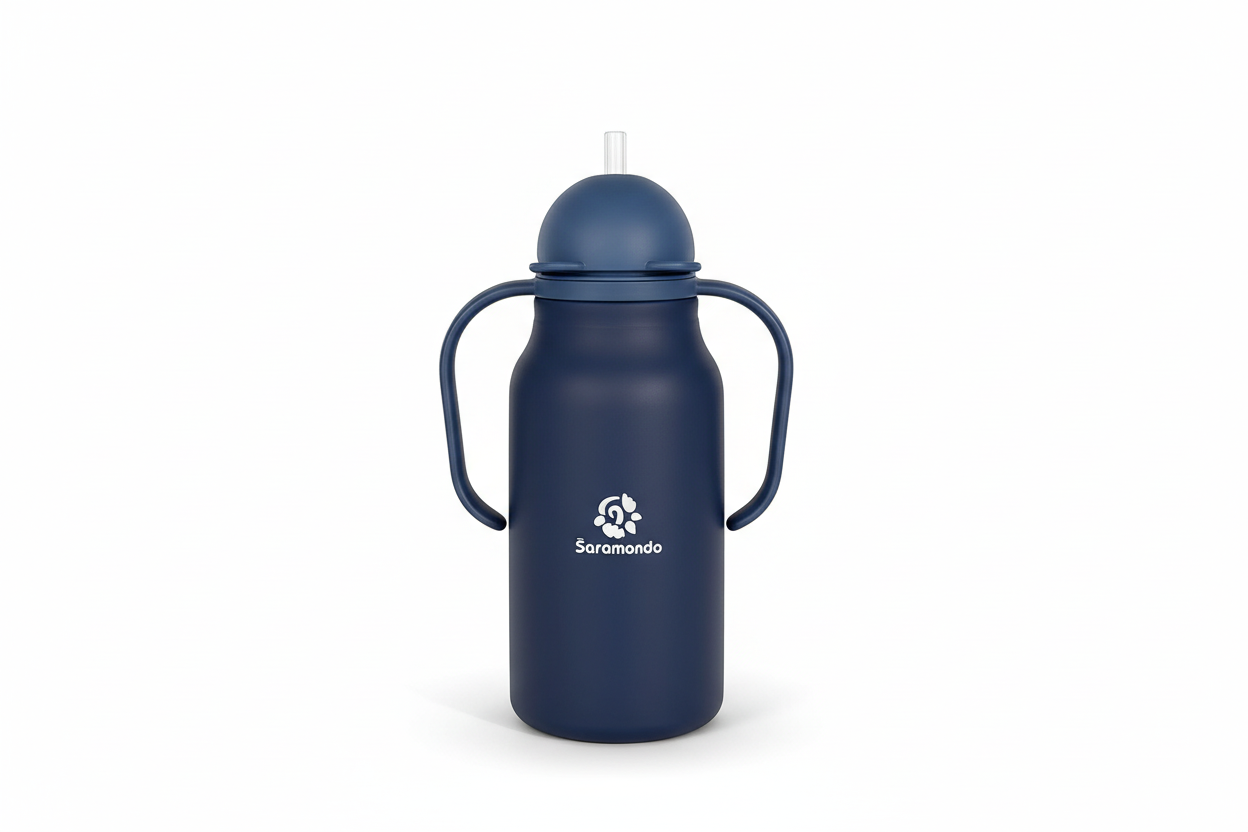 Šaramondo Umweltfreundliche Kinder-Trinkflasche mit Strohhalm