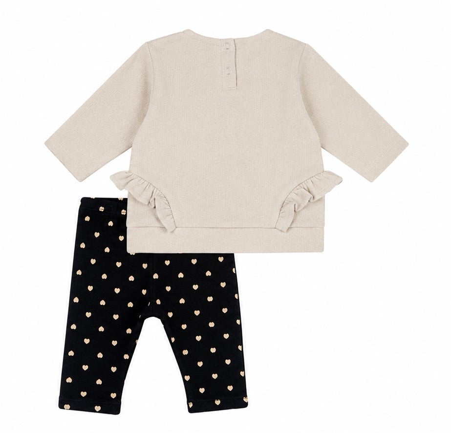 Chicco Baby komplet Mačkica – majica i tajice sa srcima