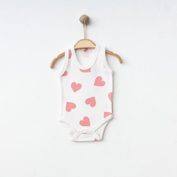 Sleeveless bodysuit with heart motif (100% cotton)
