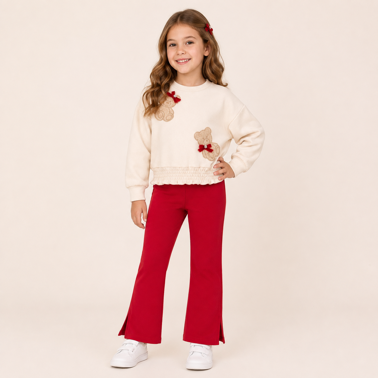 Chicco Mädchenset Teddy – Oberteil und rote Hose