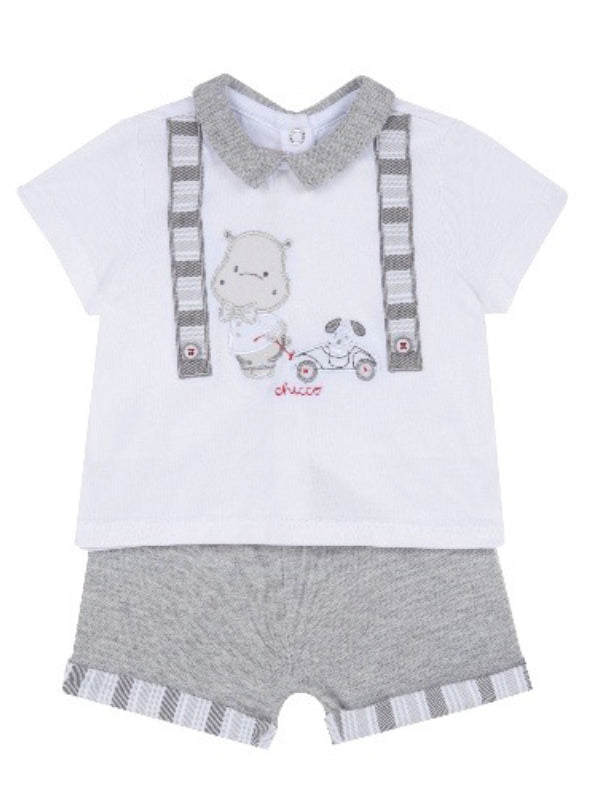 Chicco Kurzarmshirt und Shorts "Kleines Nashorn"