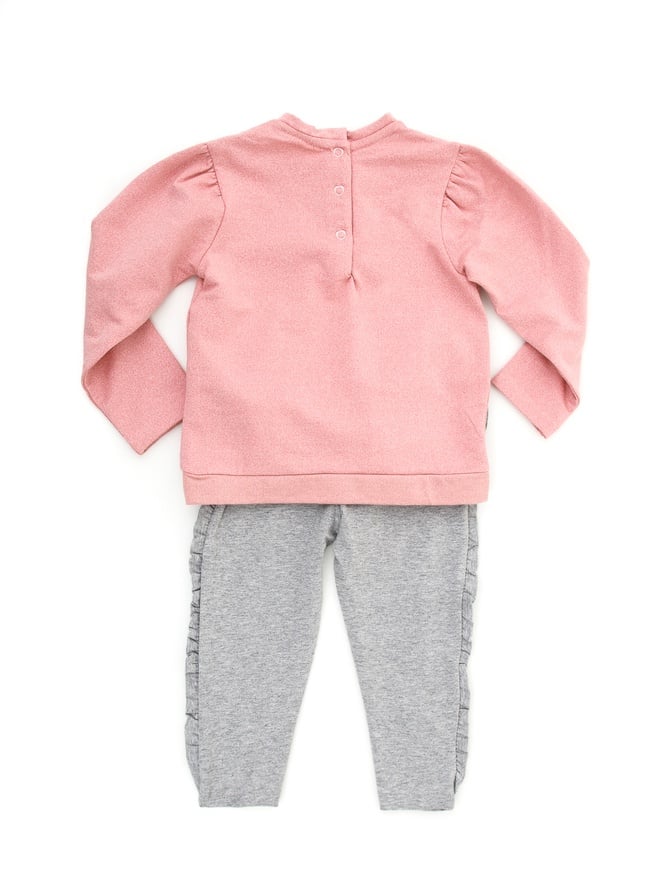 Chicco dječji set – roza majica i sive tajice s motivom mede - Šaramondo