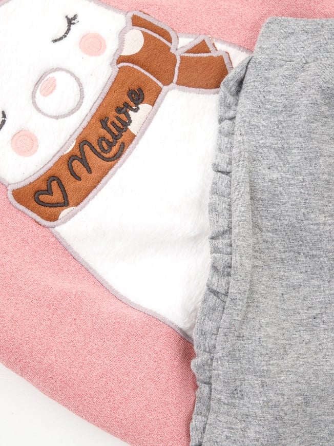 Chicco dječji set – roza majica i sive tajice s motivom mede - Šaramondo