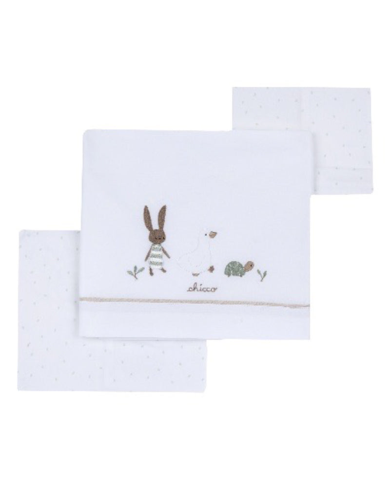 Chicco Sheets + Pillowcase (Bunny, Turtle and Duck)