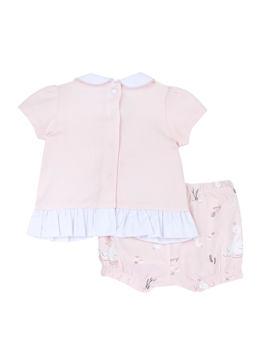 Chicco – Set 2: T-Shirt + Bloomer mit Schwänen