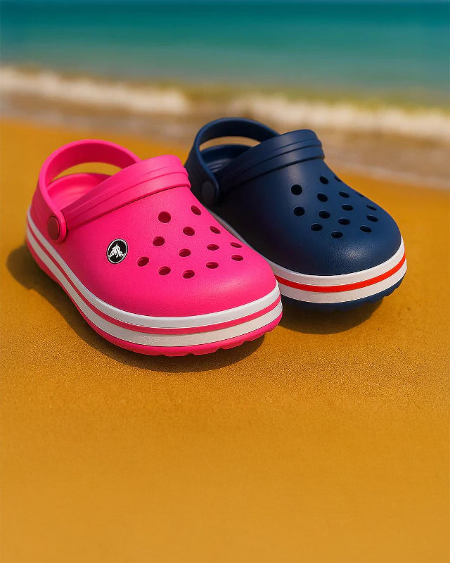 Children's beach clogs - models in pink and navy blue