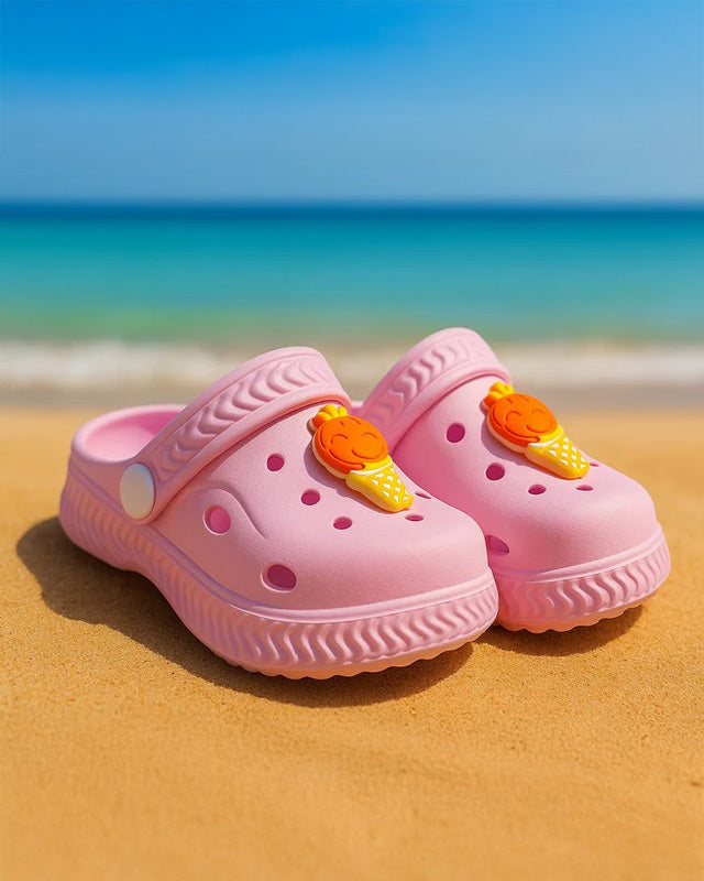 Children's sandals - clogs with ice cream decoration