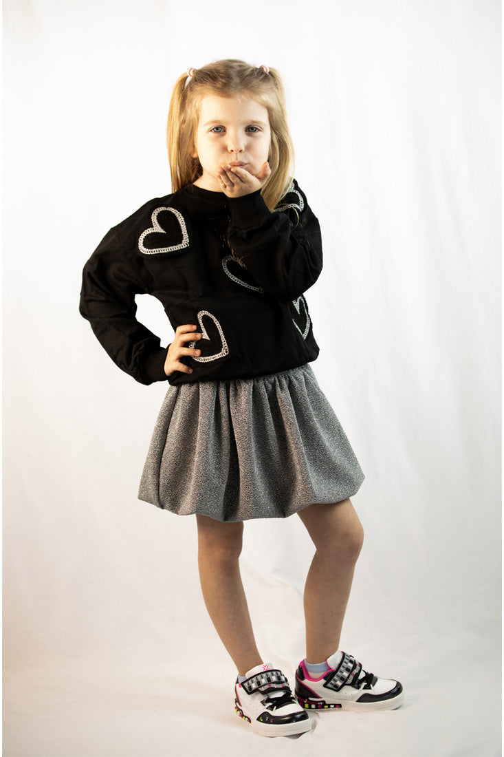 Children's set - black sweater and skirt with ruffles
