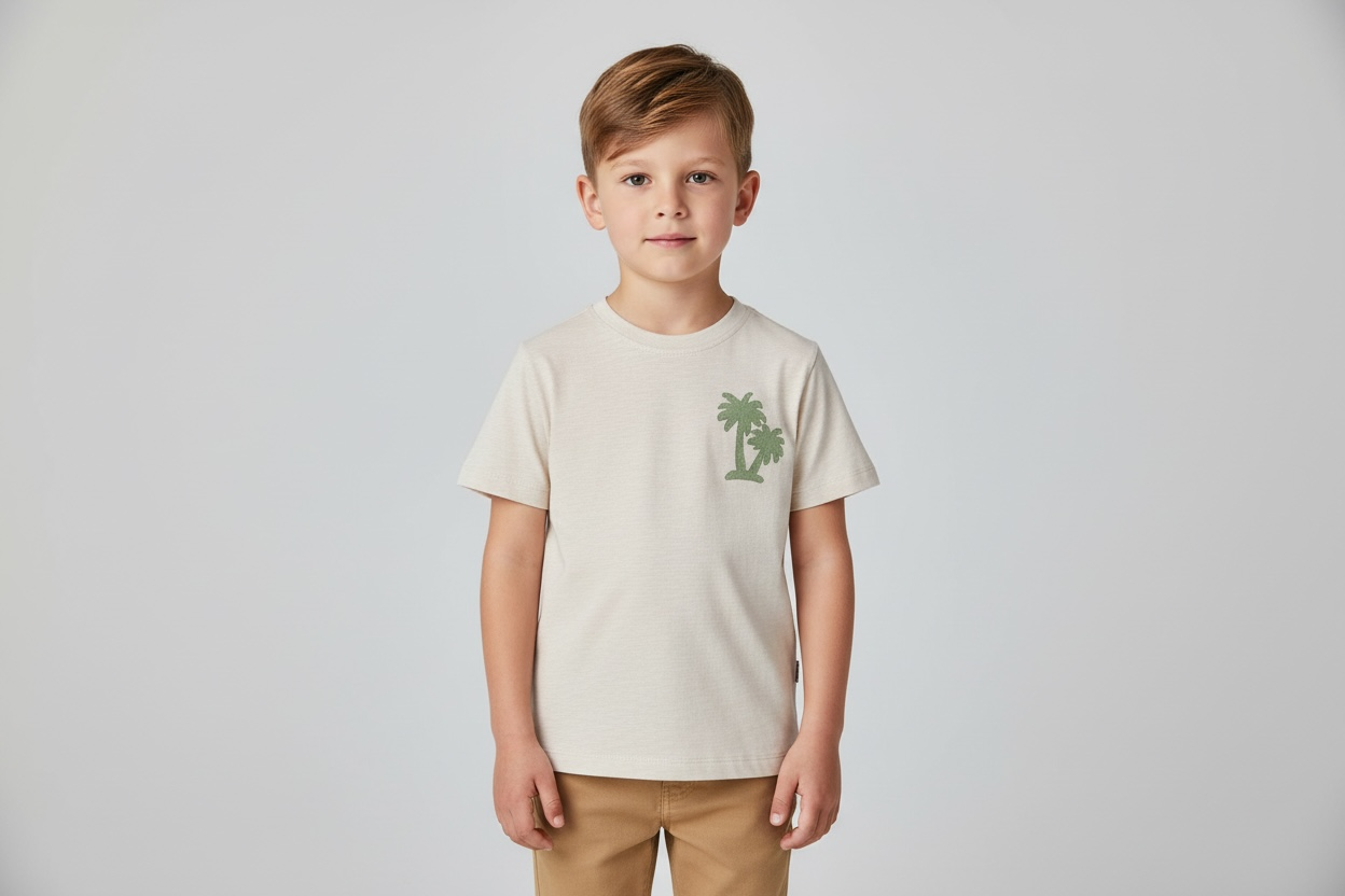 Kinder T-Shirt mit Palmen-Print – 100% Baumwolle