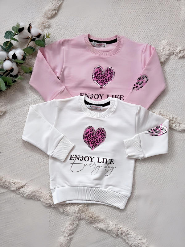 Children's T-shirt with leopard heart - sizes 74-98