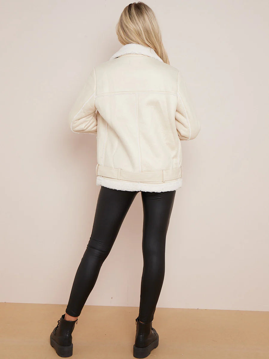 Fliegerjacke aus Kunstleder mit Futter