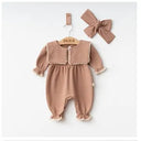 Komplet za bebe s trakicom – Creme i Smeđa elegancija