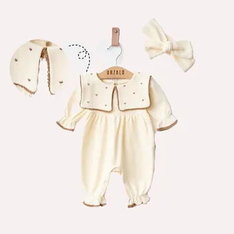 Baby set with ribbon – Creme and Brown elegance