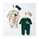 Komplet za bebe s trakicom – Tamnozelena i Bež kombinacija
