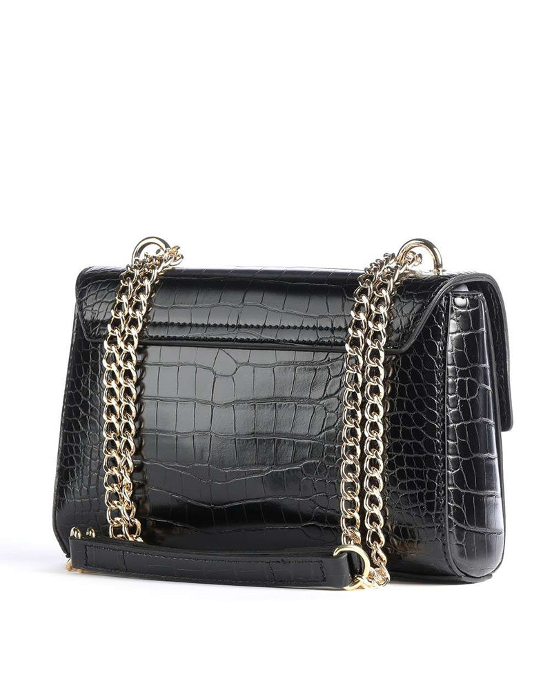 Schwarze Love Moschino-Tasche mit Kette und goldenen Details