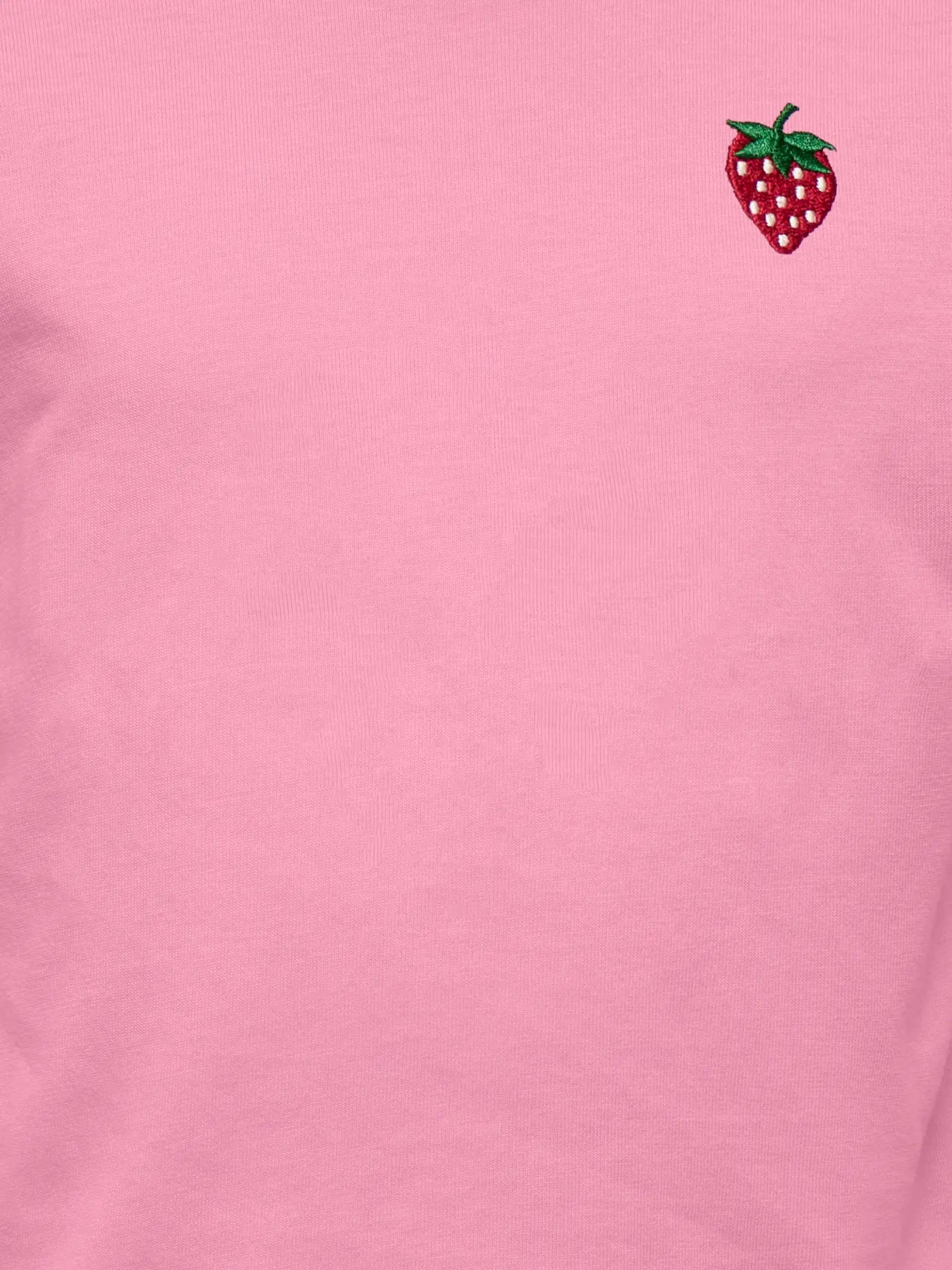 Only Mini — T-Shirt mit gestickter Erdbeere | Rosa
