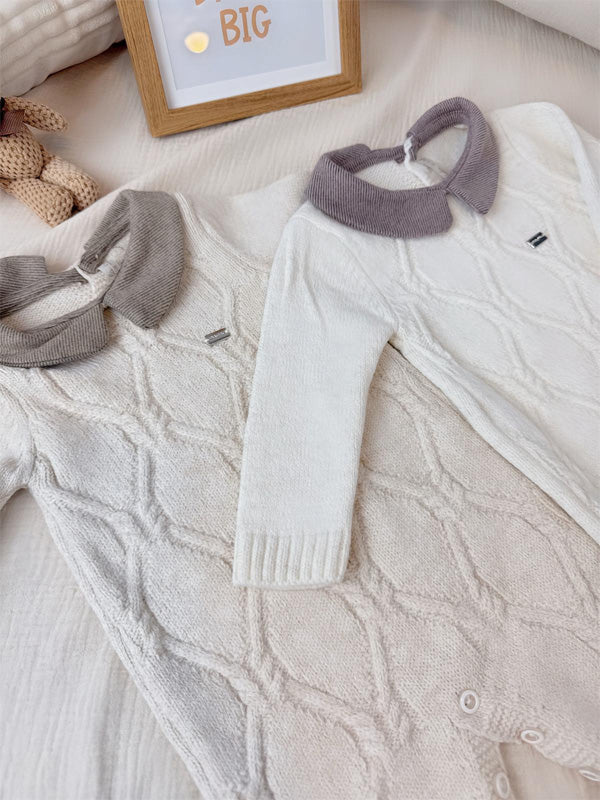Knitted baby jumpsuit – Coffee and Cream