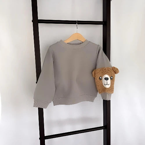 Sweater with teddybear - grey colour