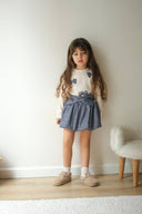 Children's set - beige T-shirt and skirt with bow