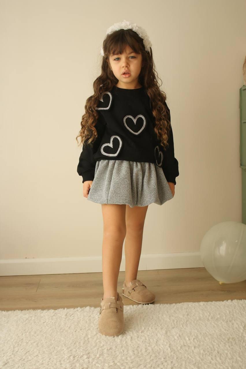 Children's set - black sweater and skirt with ruffles