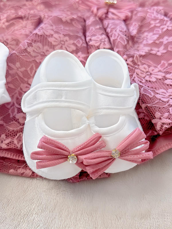 Festliches Set für Babys - Dunkelrosa