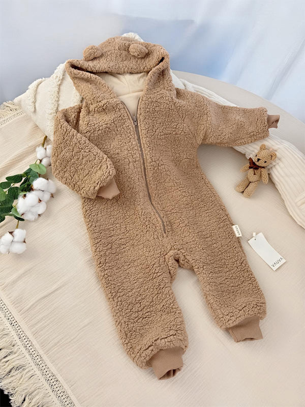 VAUVA Fleece-Overall – Hellbraun und Dunkelbraun (68-98)