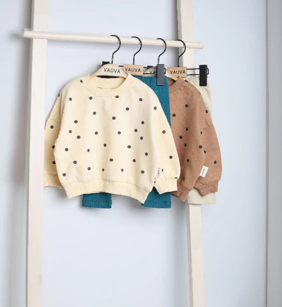 Vauva Točkasti Set Od Organskog Pamuka - Sweatshirt i Tajice (Veličine 80-104) - Šaramondo