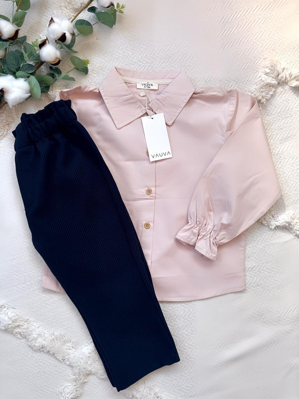 VAUVA Mädchen-Set aus Bio-Baumwolle – Beige und Rosa