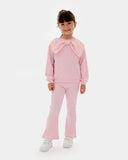 Children's tracksuit set with bow - pink top and pants (104-122)