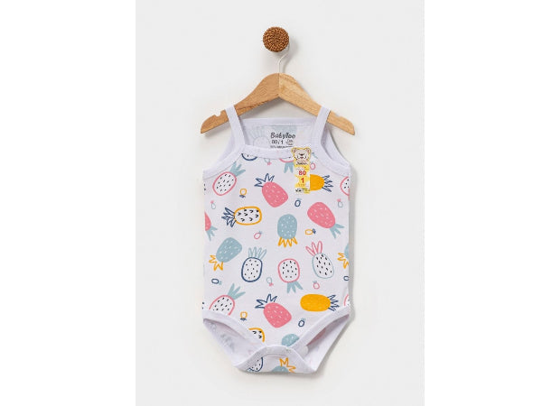 Sleeveless bodysuit with fruit pattern (100% cotton)
