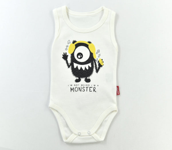Sleeveless Bodysuit “Monster” – 100% cotton (EU sizes 56–80)