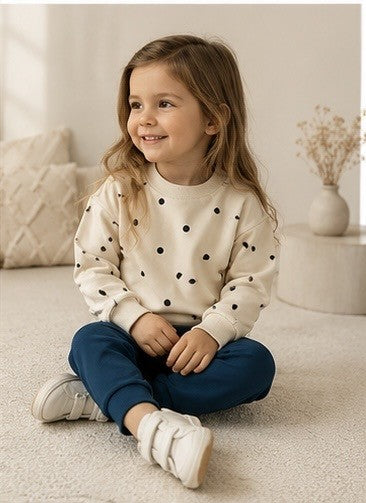 Vauva Organic Cotton Polka Dot Set - Sweatshirt and Leggings (Sizes 80-104)