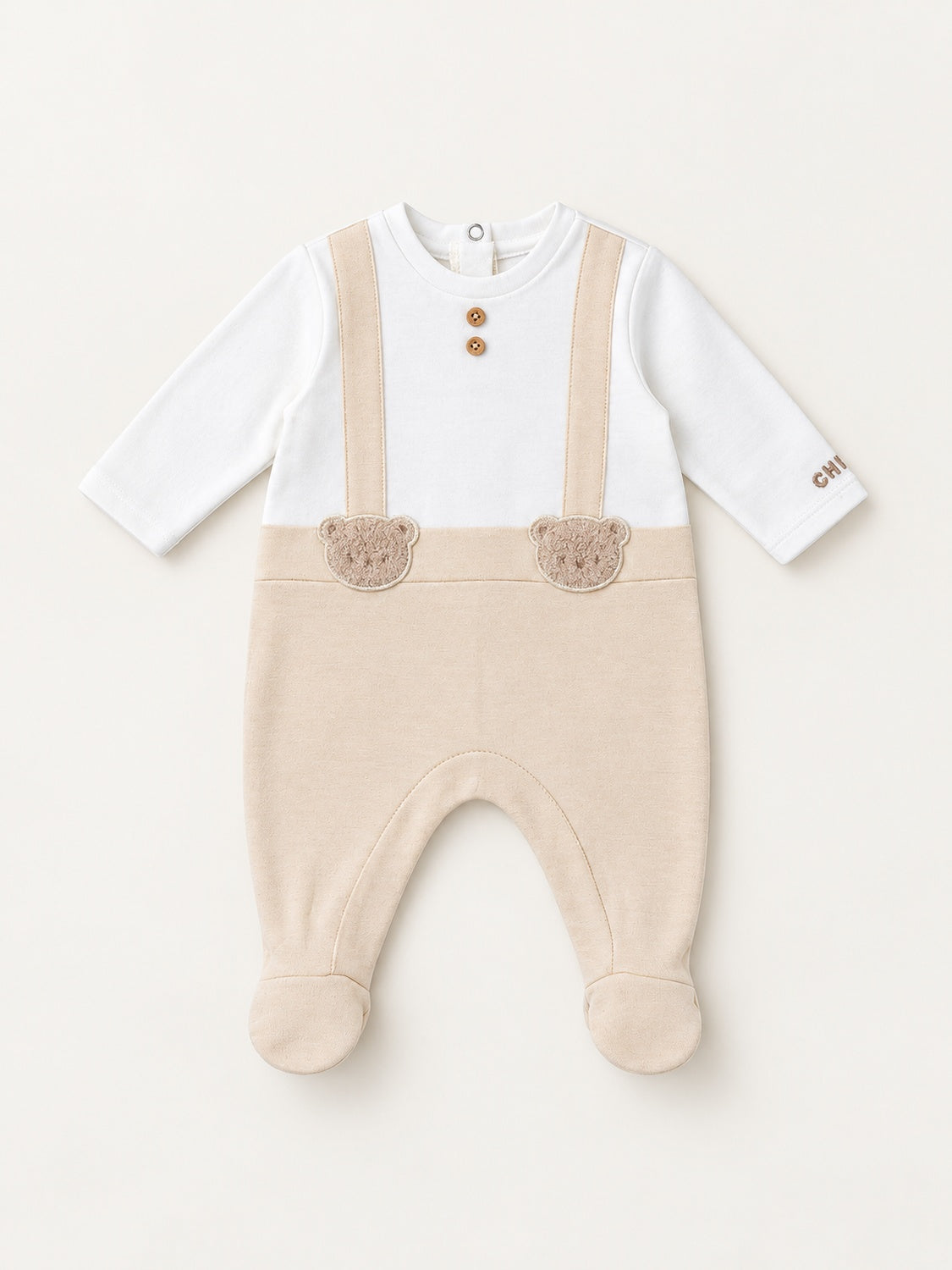 Warmer Chicco-Overall mit Bärchen-Motiv und geschlossenen Füßen