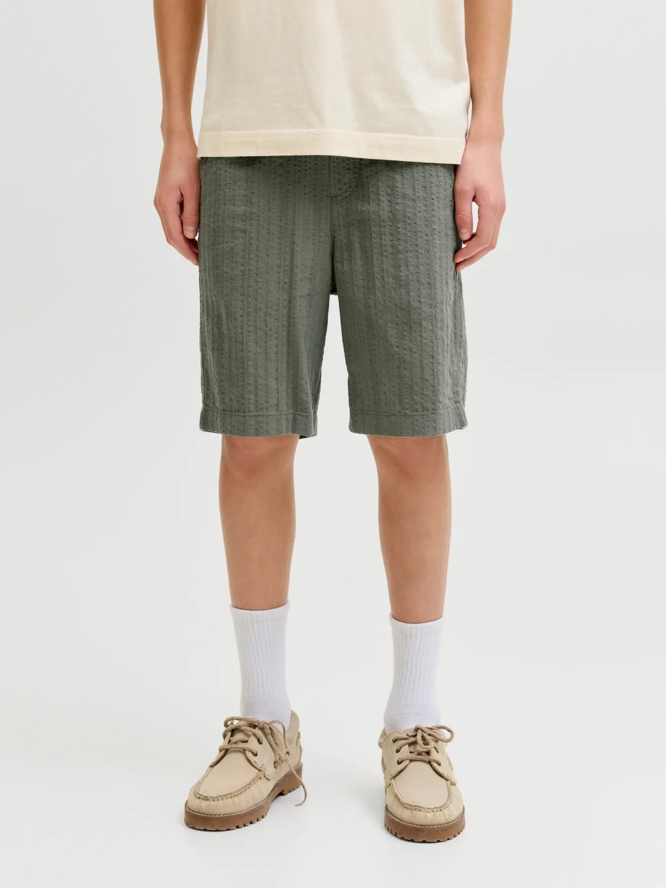 Jack & Jones Junior Jogging-Shorts aus Seersucker-Stoff