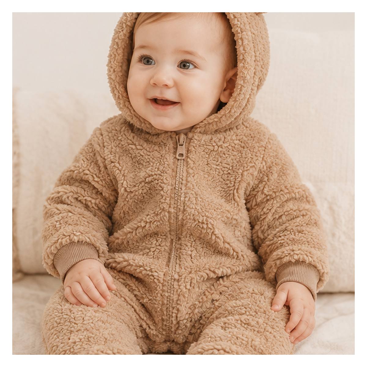 VAUVA Fleece Jumpsuit – Light Brown and Dark Brown (68-98)
