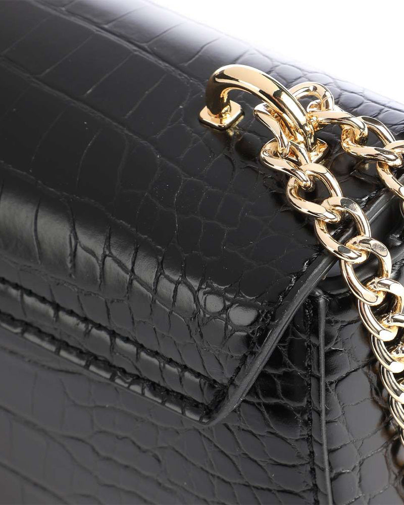 Schwarze Love Moschino-Tasche mit Kette und goldenen Details