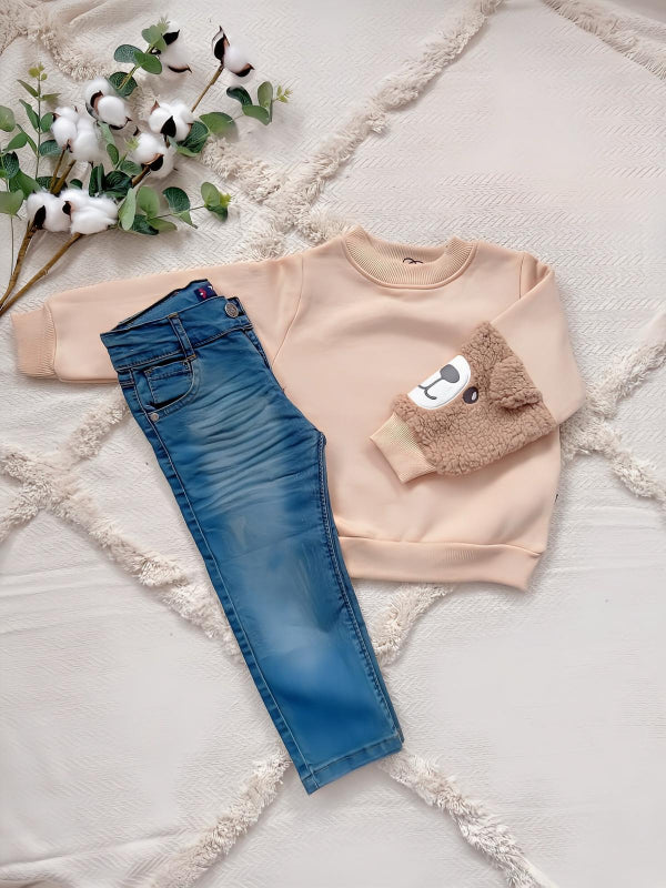 Sweater with teddybear - grey colour