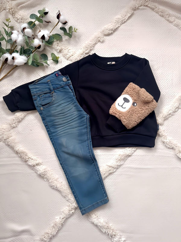 Sweater with teddybear - grey colour